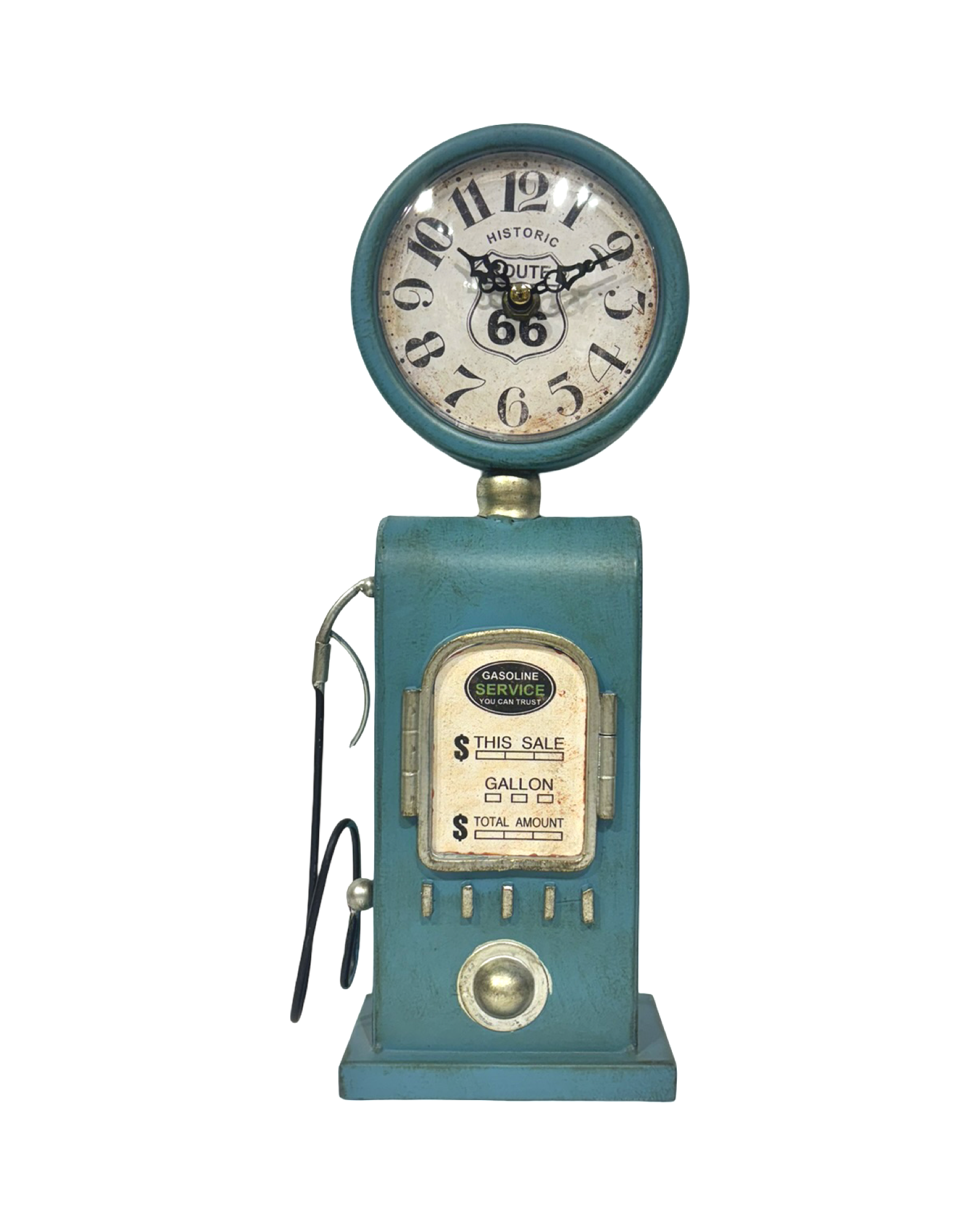 Table Top Clock Blue Gasoline Station