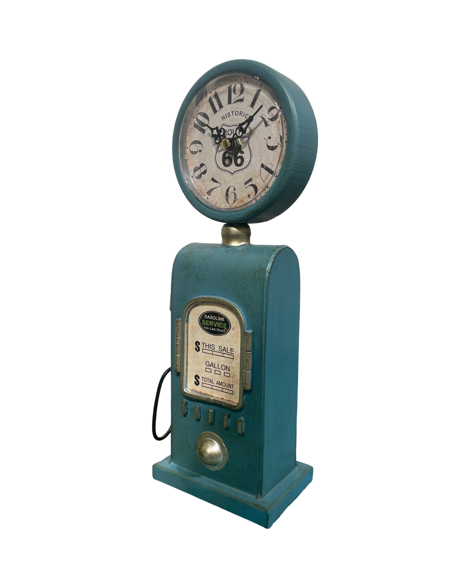 Table Top Clock Blue Gasoline Station