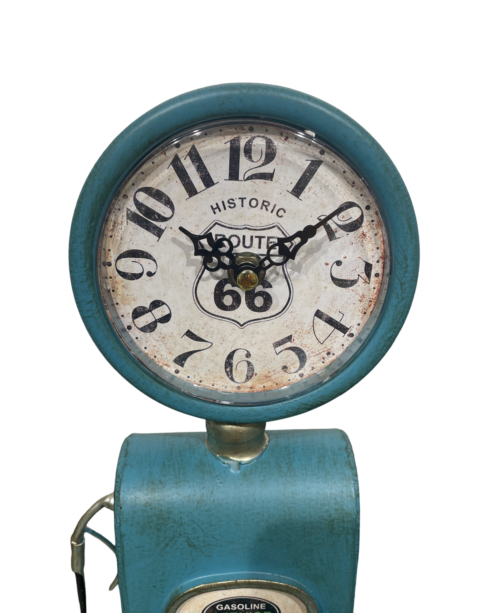 Table Top Clock Blue Gasoline Station