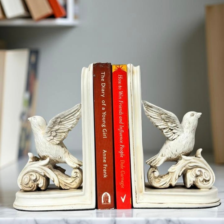 Bookend White Flying Bird