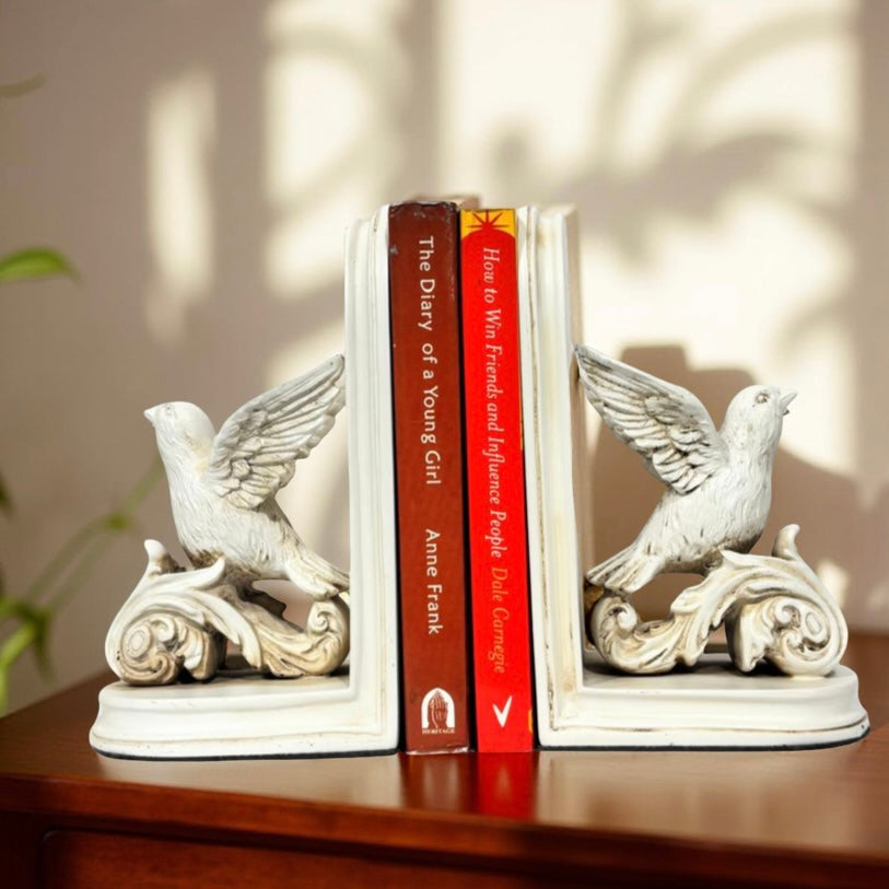 Bookend White Flying Bird