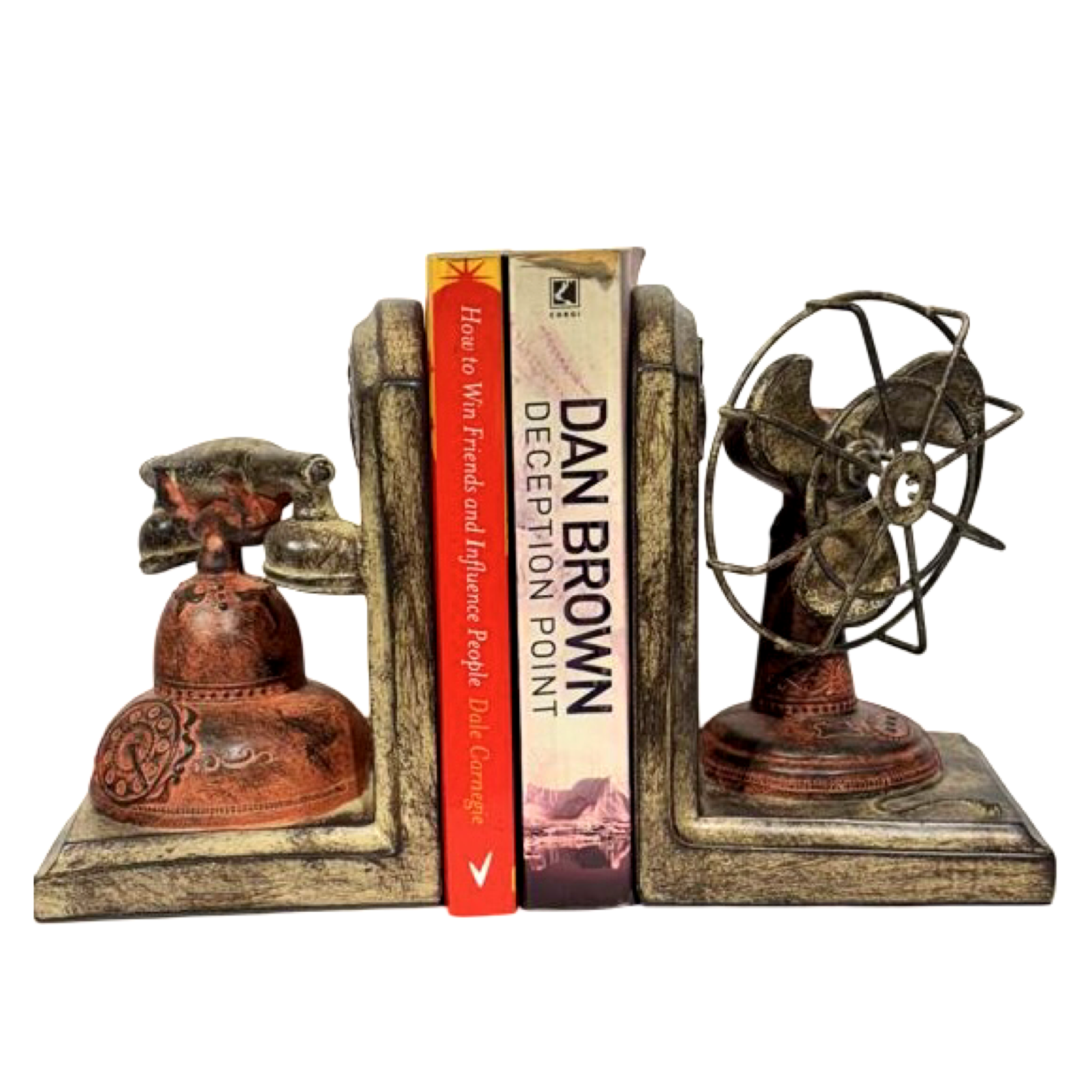 Bookend Vintage Red Phone & Fan