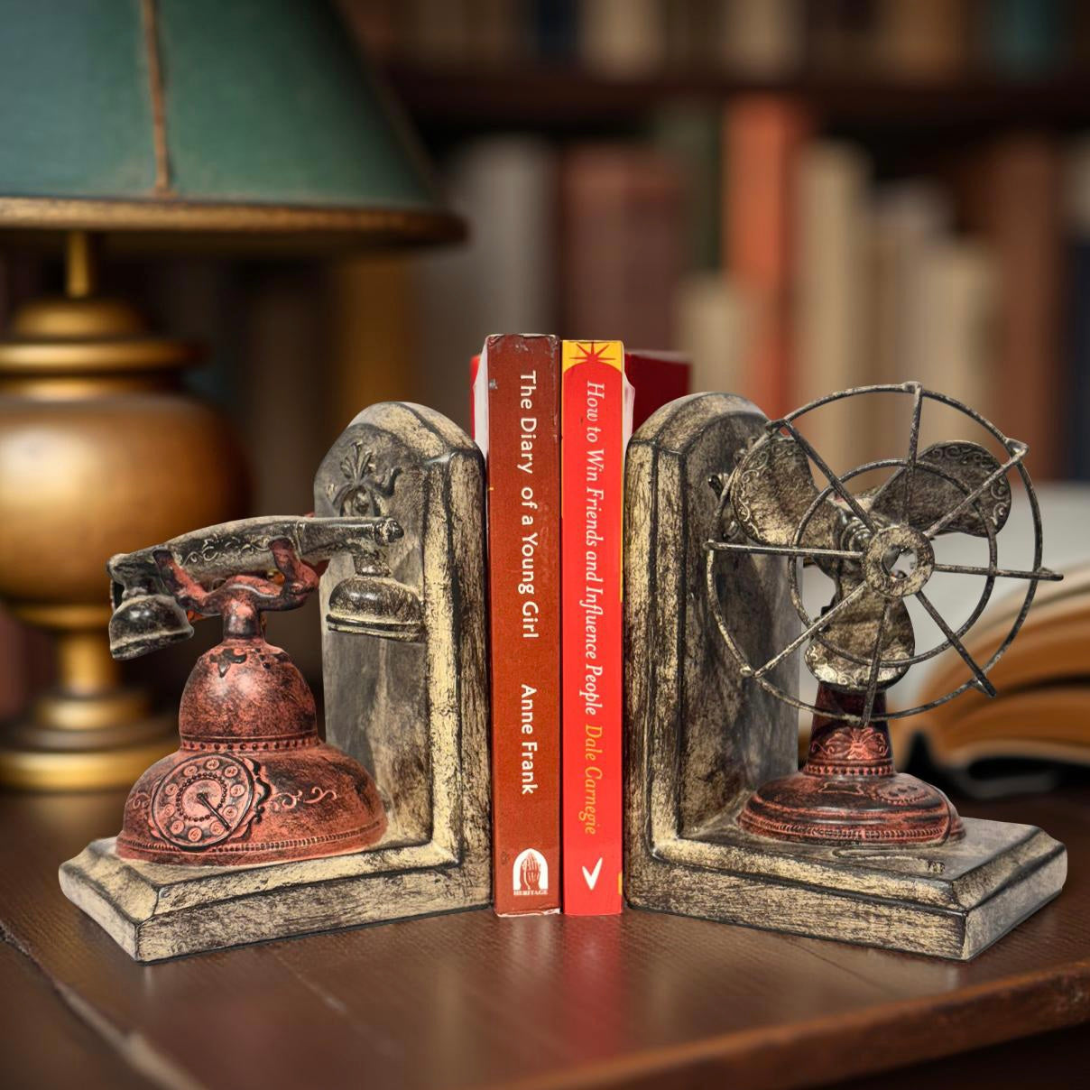 Bookend Vintage Red Phone & Fan