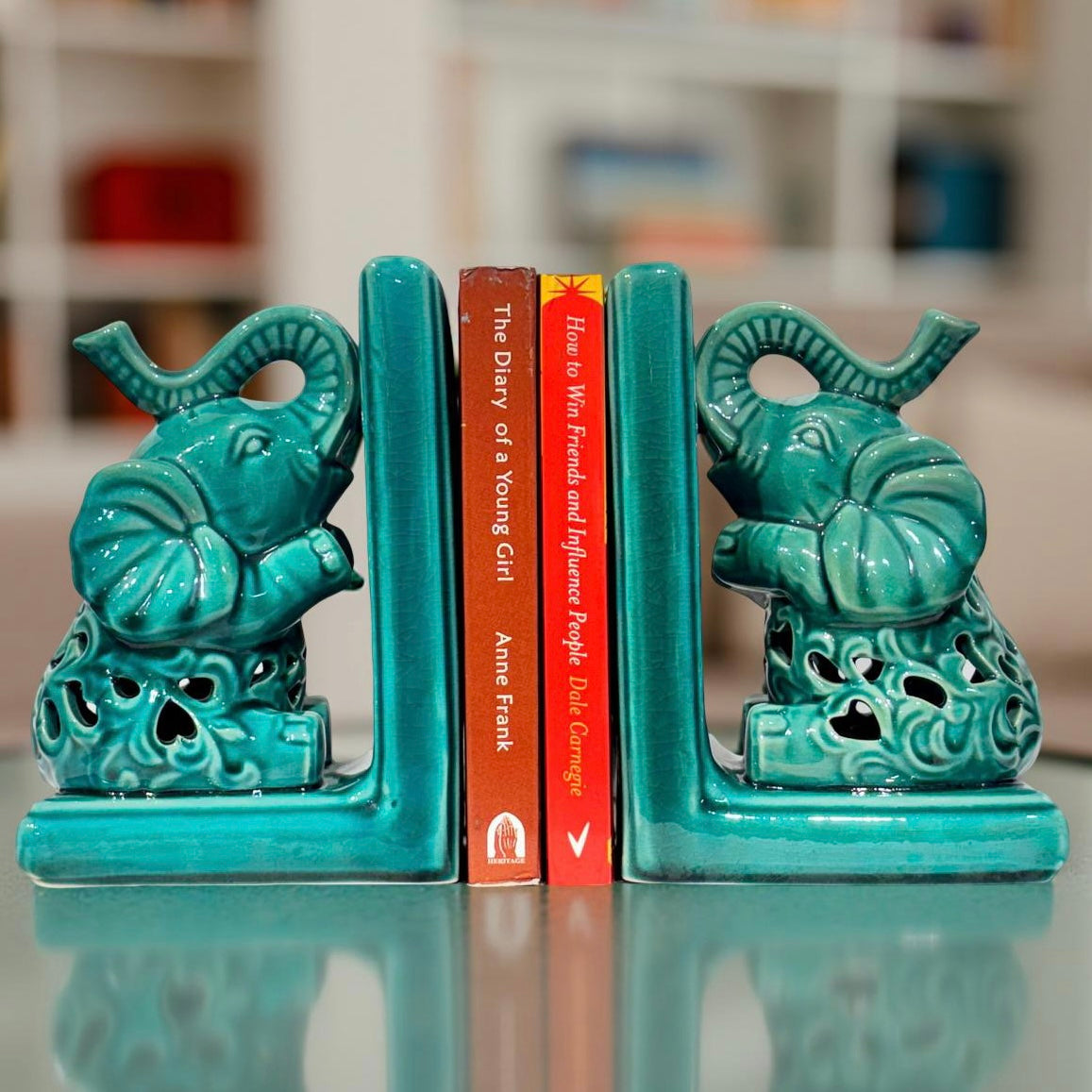 Bookend Ceramic Elephants
