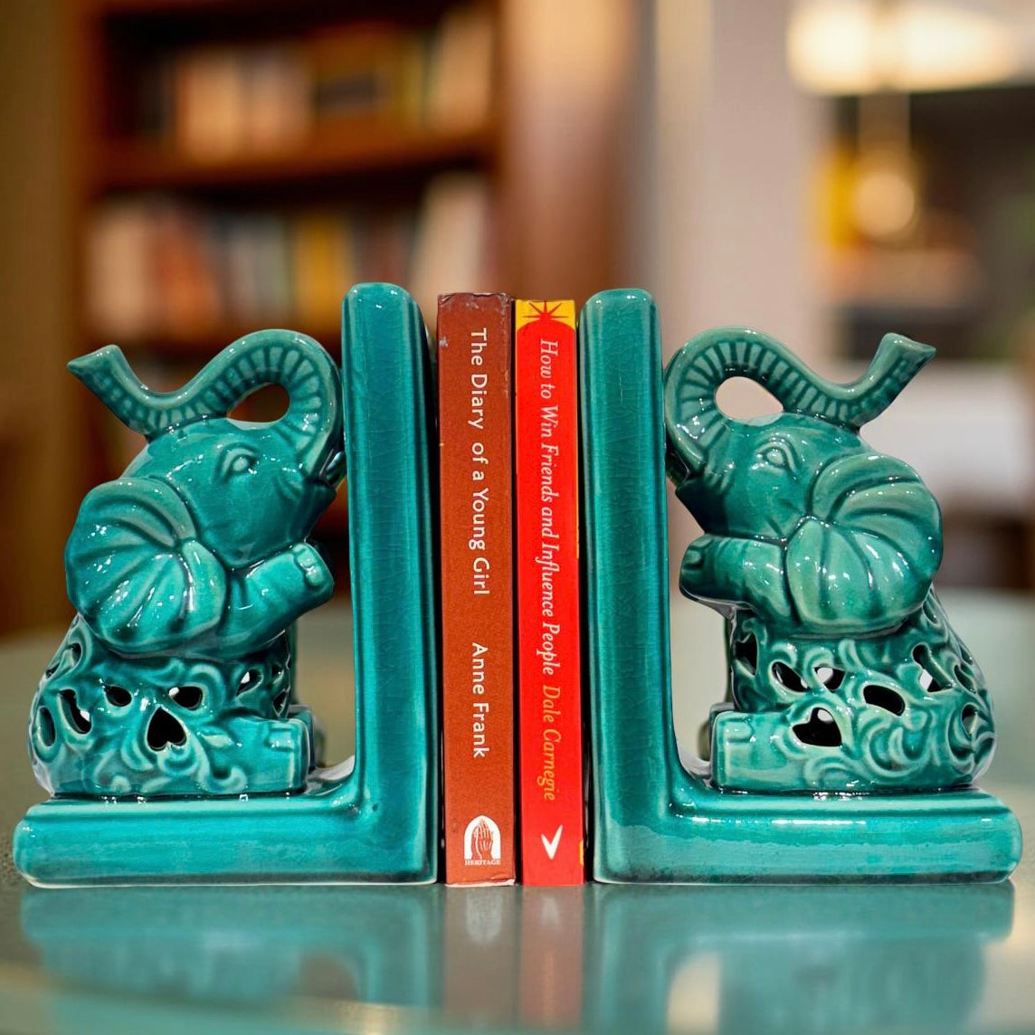 Bookend Ceramic Elephants