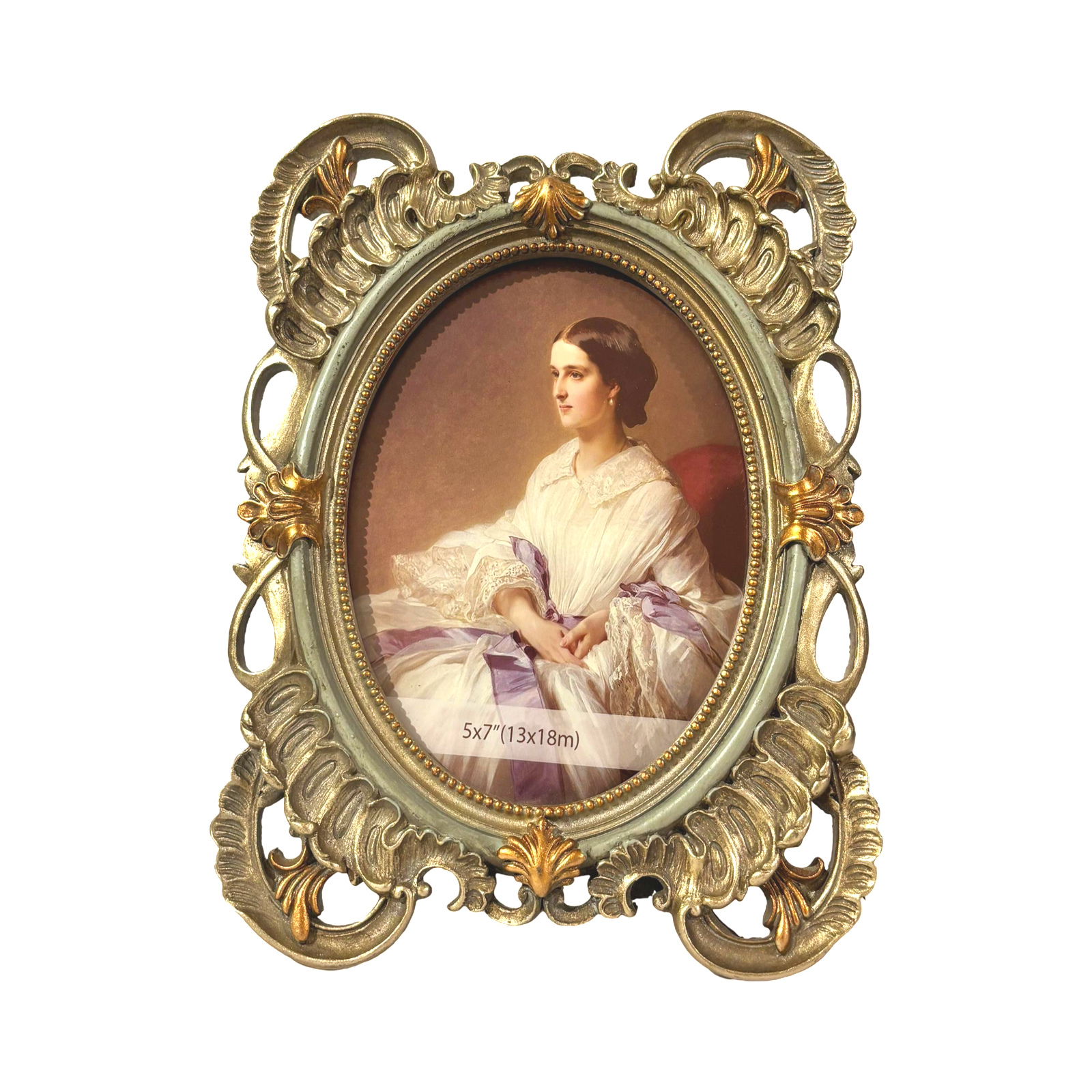 Photo Frame Victorian Oval Grey Large