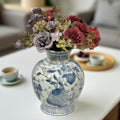 Vase White & Light Blue Bird Motif