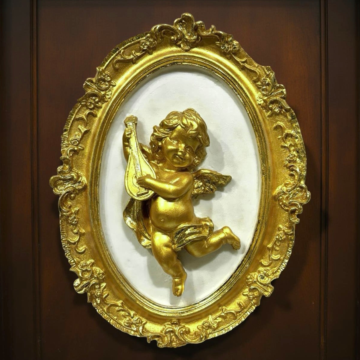 Wall Decor Oval Cherub - Gold (A)