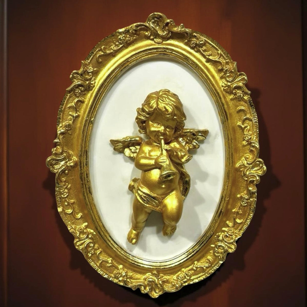 Wall Decor Oval Cherub - Gold (B)