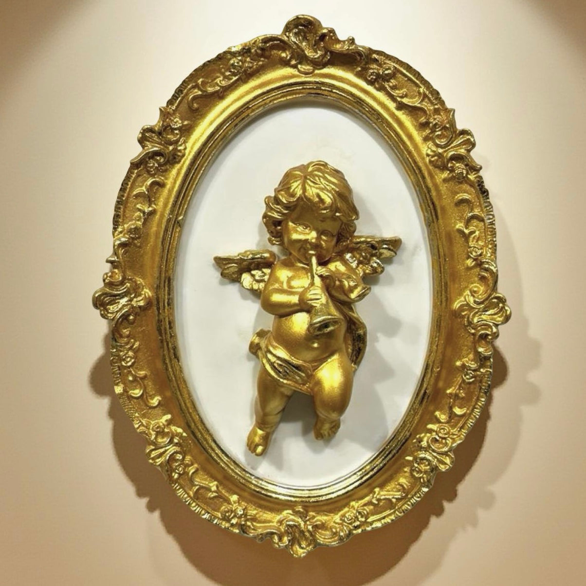 Wall Decor Oval Cherub - Gold (B)