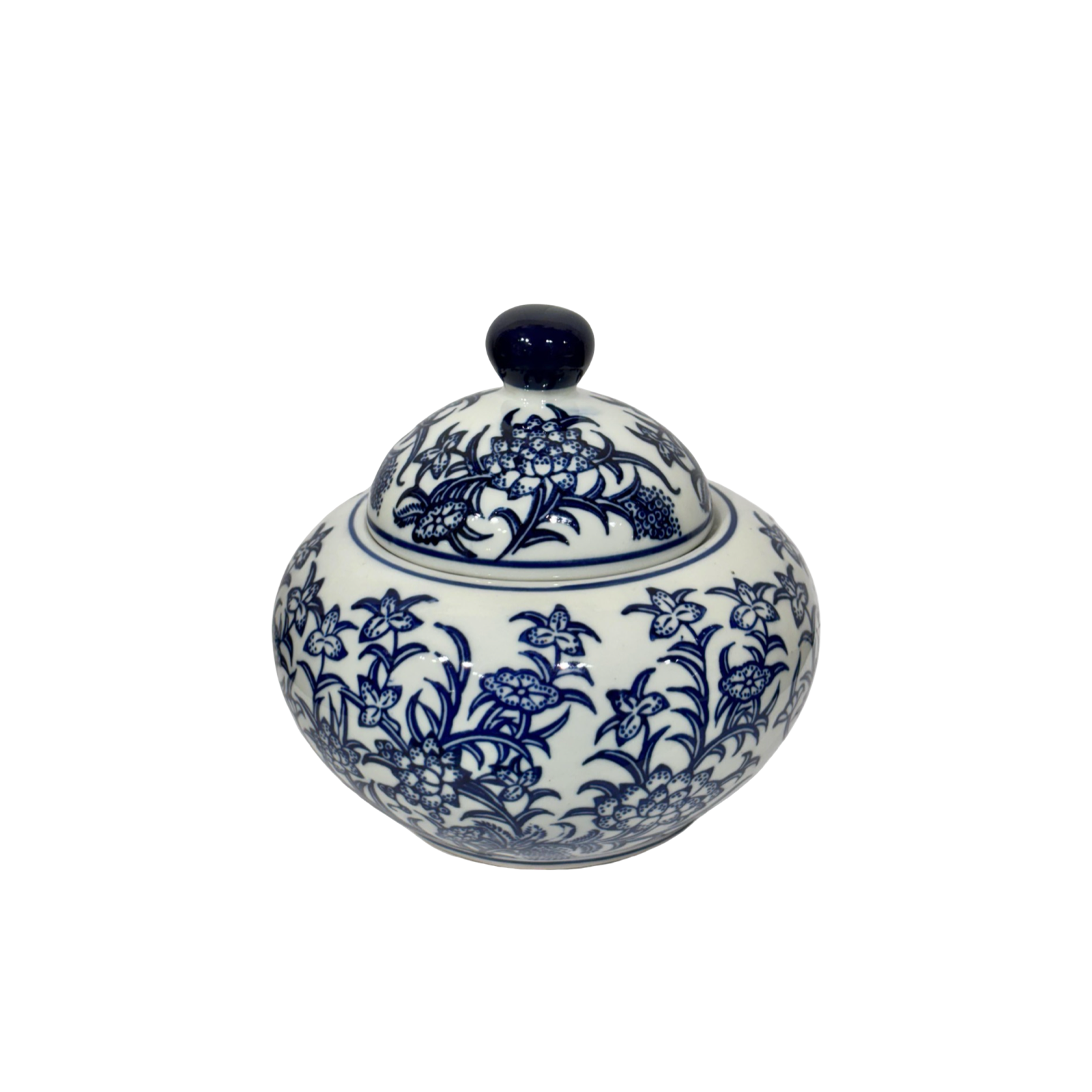 Albert Jar Blue Flower With Lid
