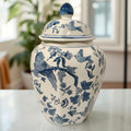 Temple Jar Albert in Blue Birds Motif
