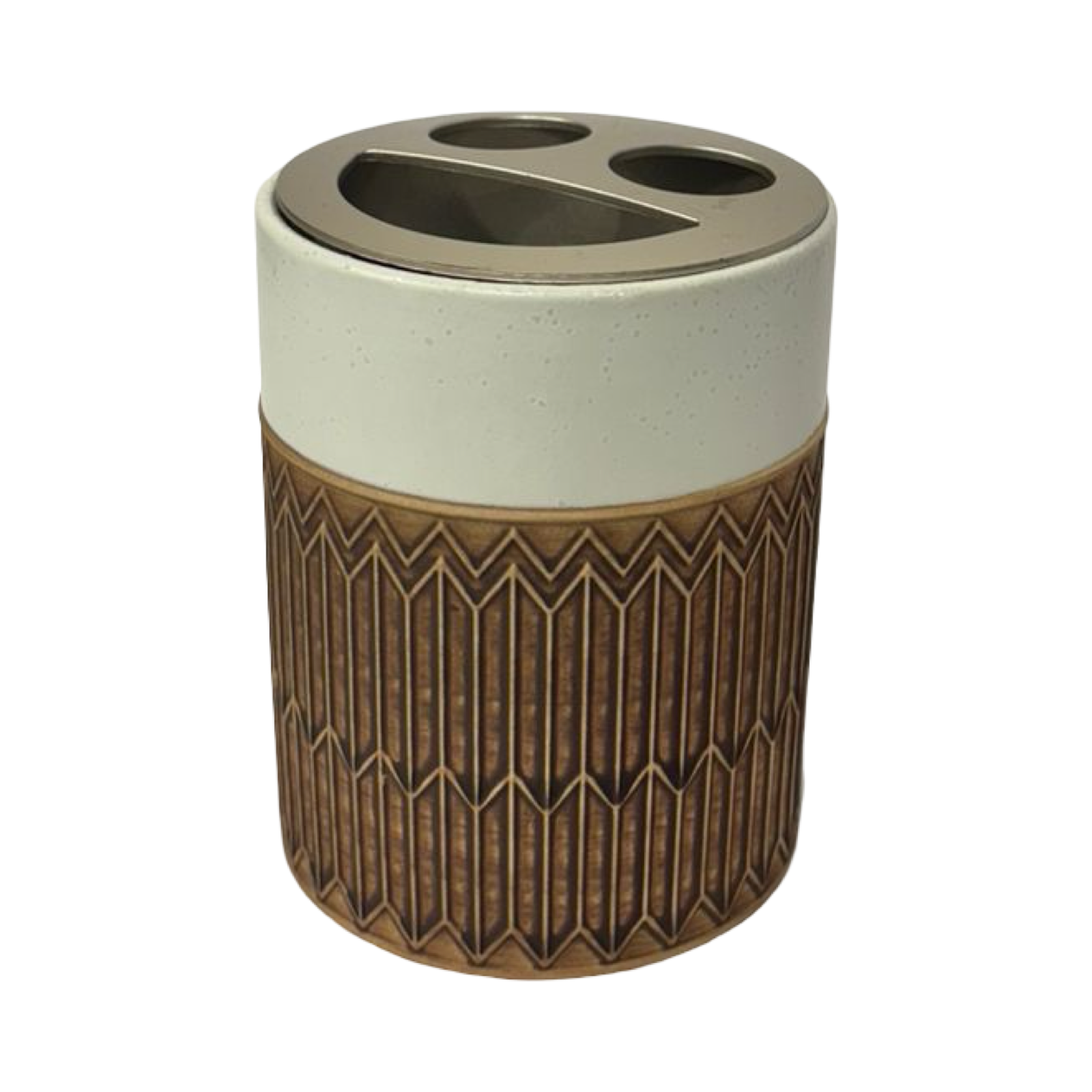 Bath Set White & Brown with Tray
