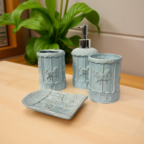 Bath Set Playful Horse in Blue