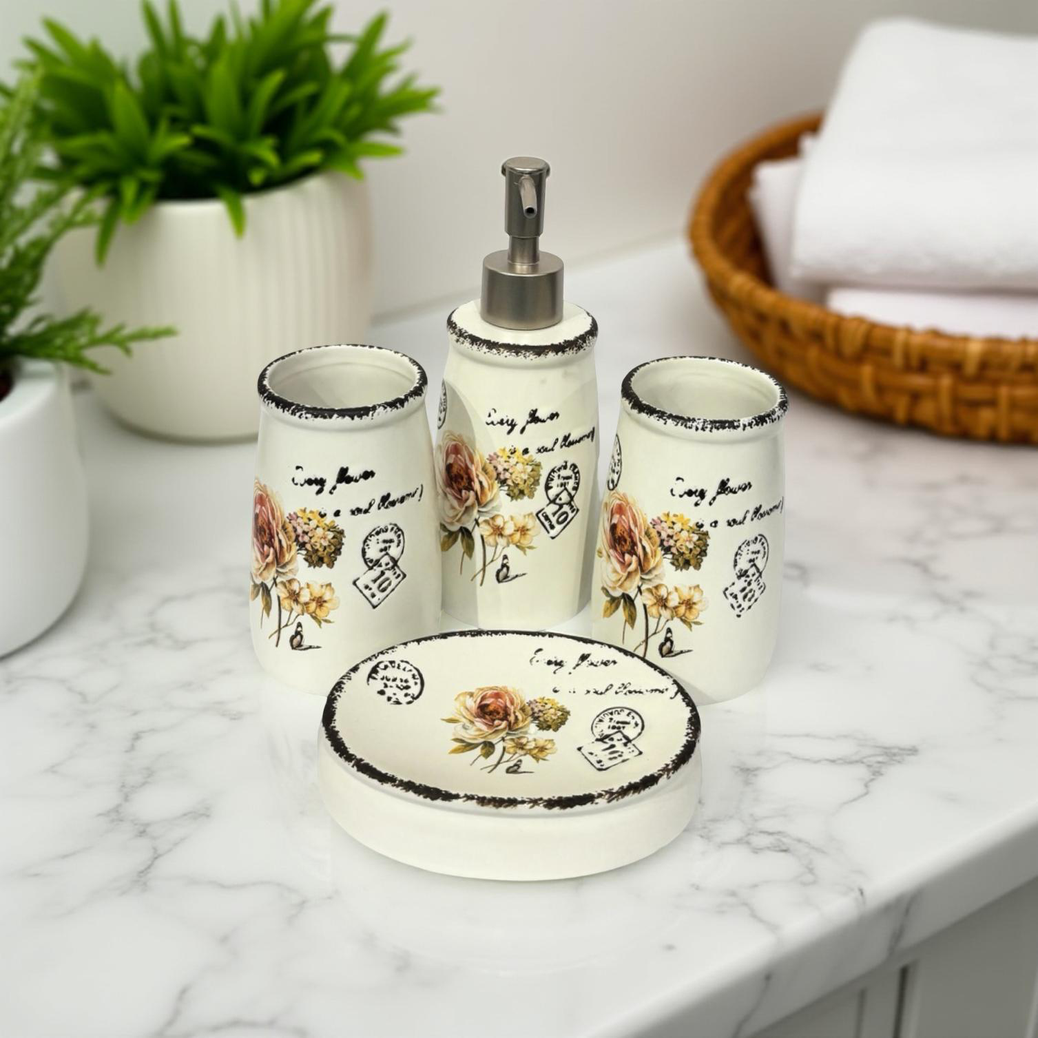 Bath Set Rustic Rose