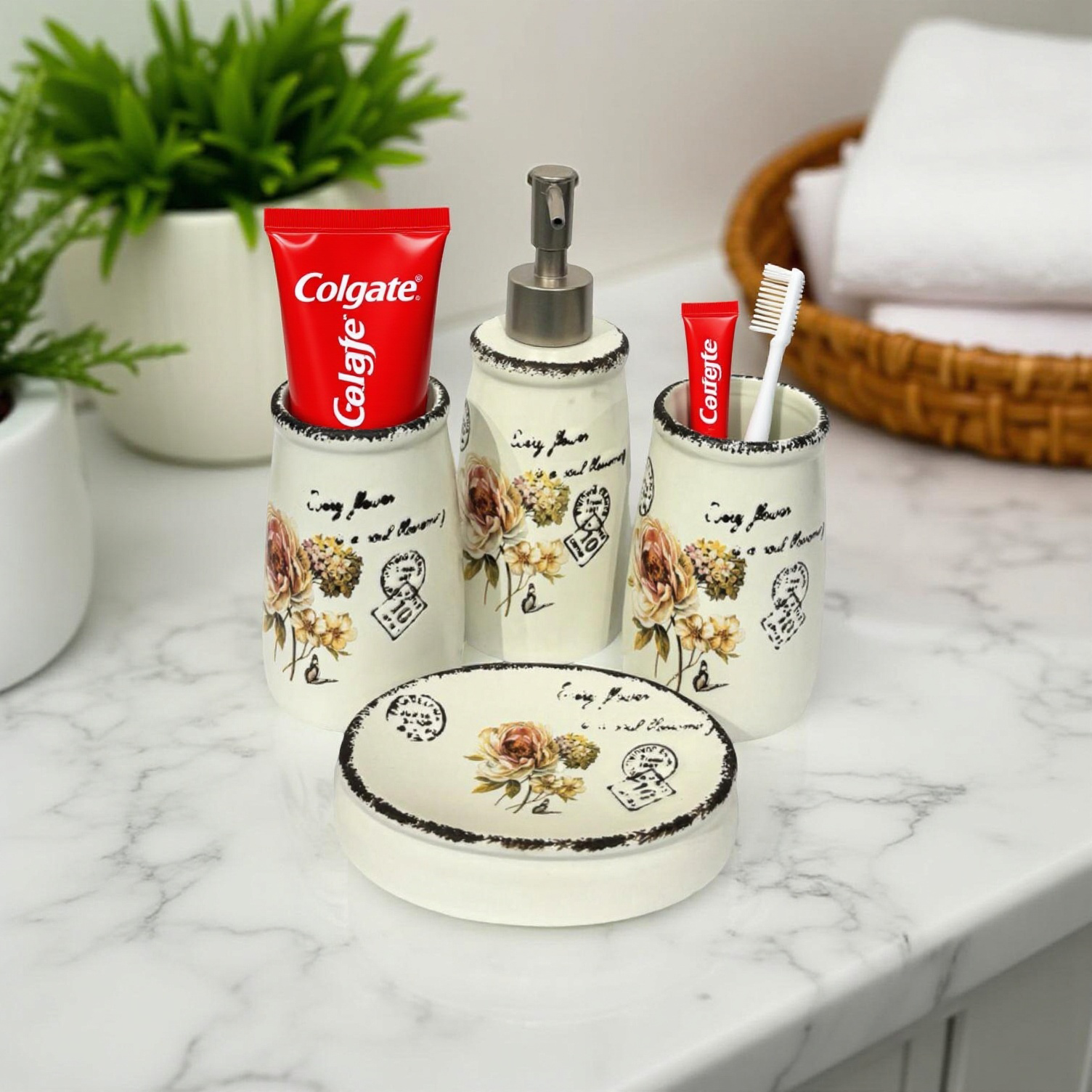 Bath Set Rustic Rose