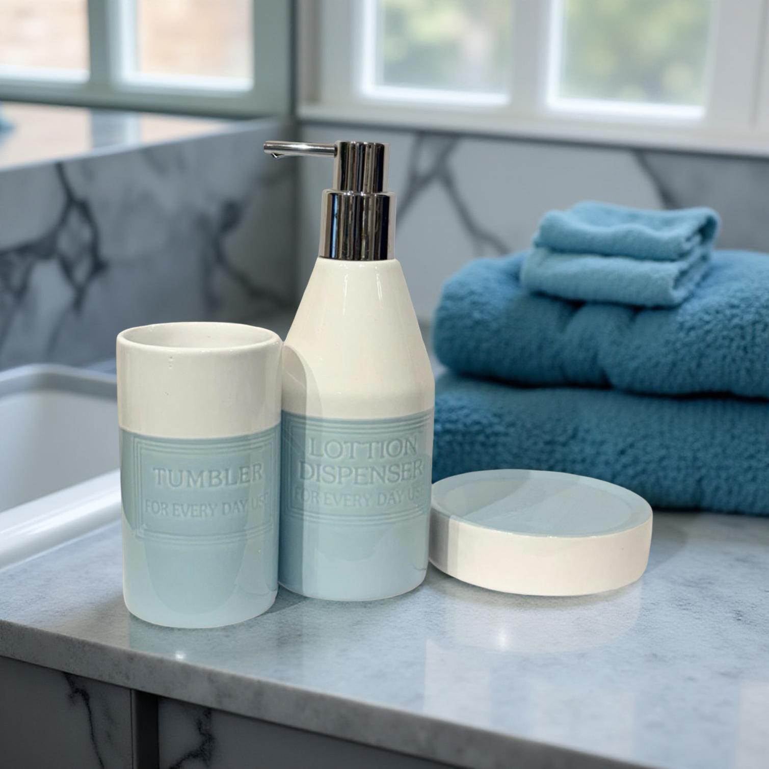 Bath Set Everyday Blue & White