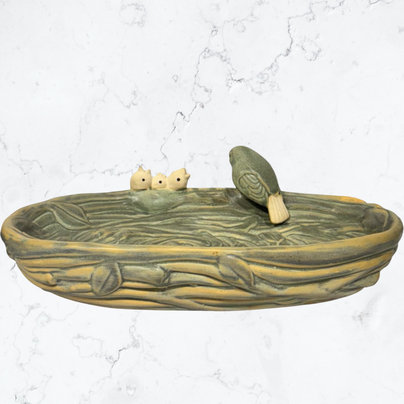 Bird Feeder Oval Green Mother & Chicks