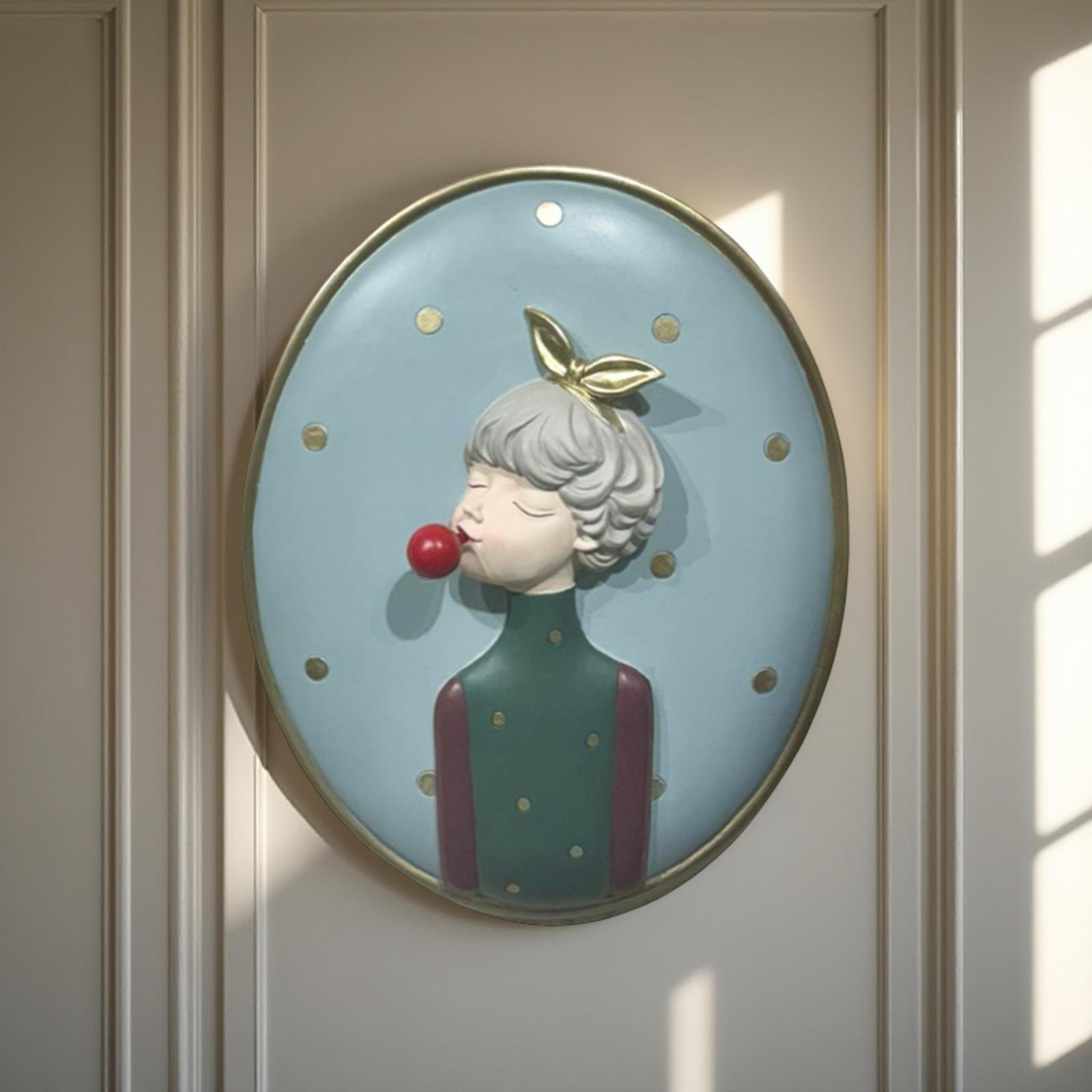 Wall Decor of Bubble Gum Girl in Silver Bow
