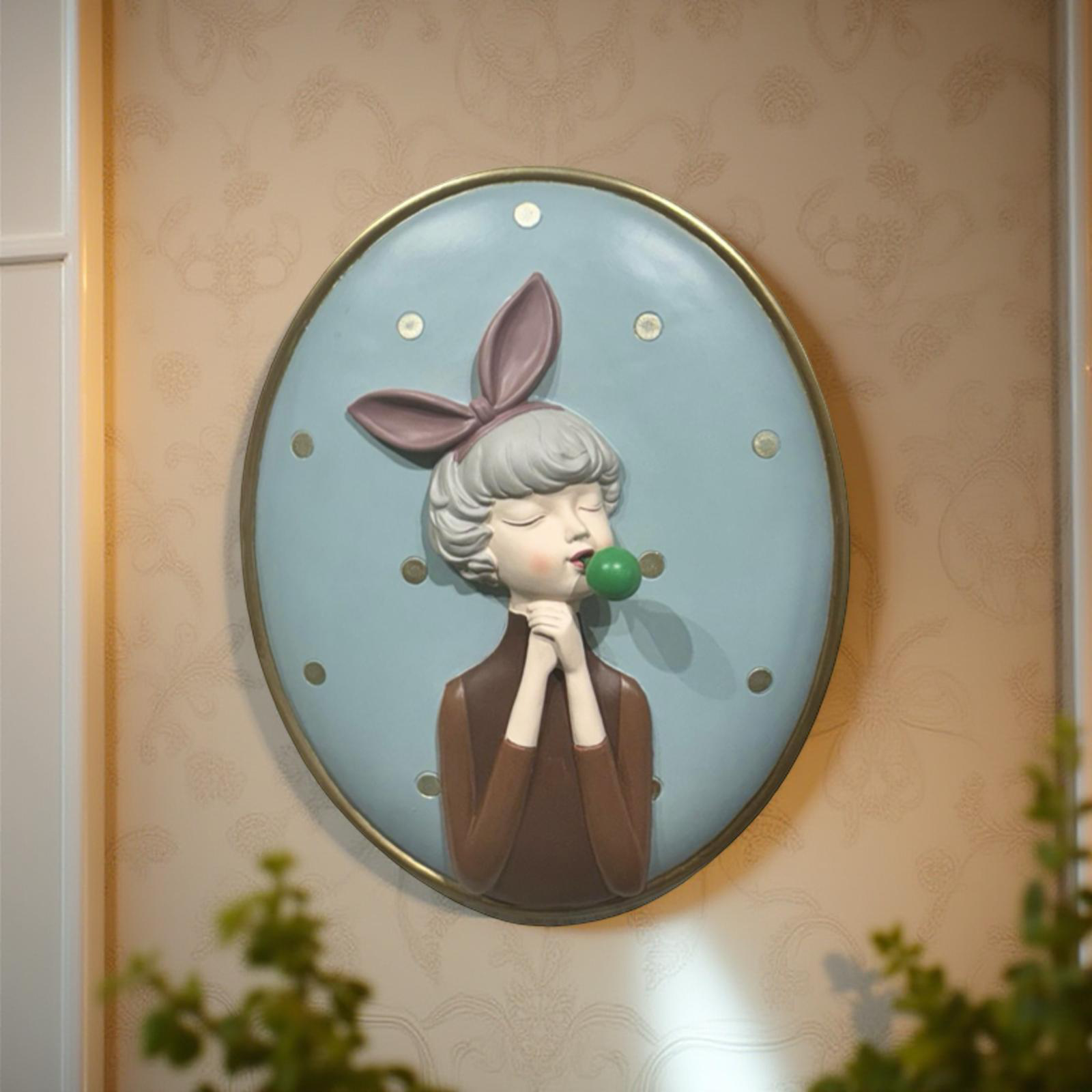 Wall Decor of Bubble Gum Girl in Pink Bow