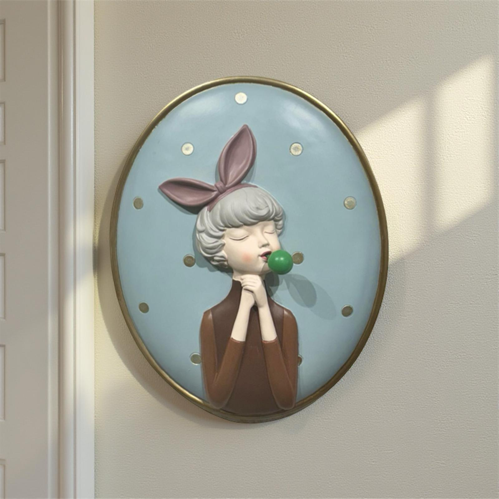 Wall Decor of Bubble Gum Girl in Pink Bow