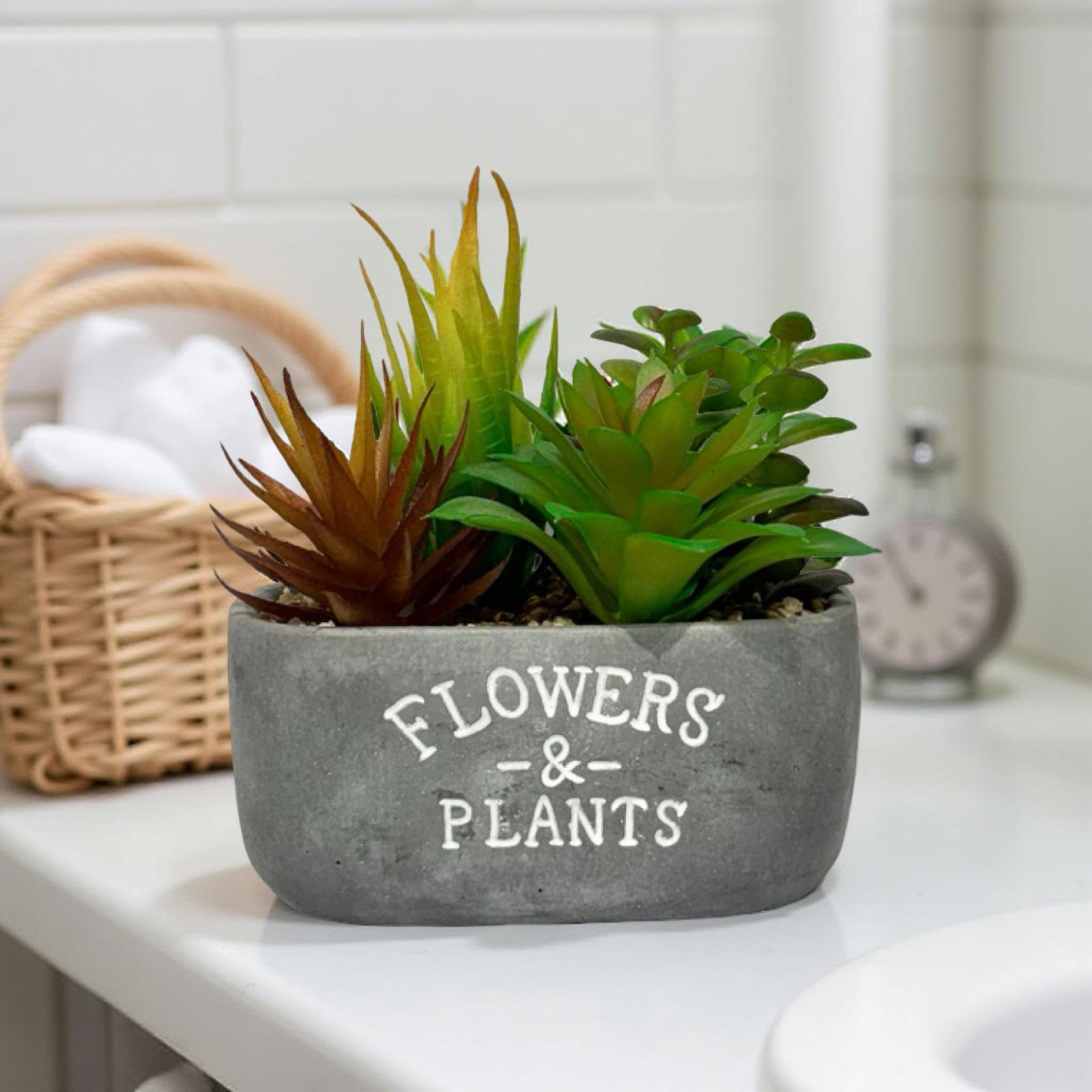 Planter - Grey Flower Succulent (A)