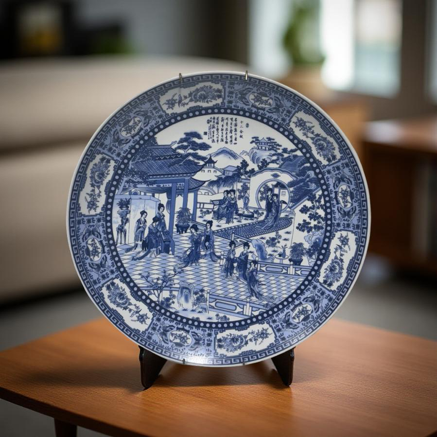 Decor Plate - Albert White & Blue (B)