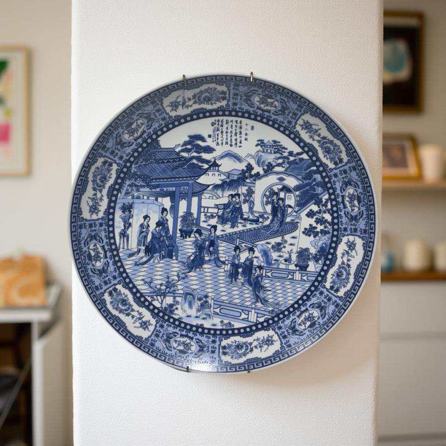 Decor Plate - Albert White & Blue (B)