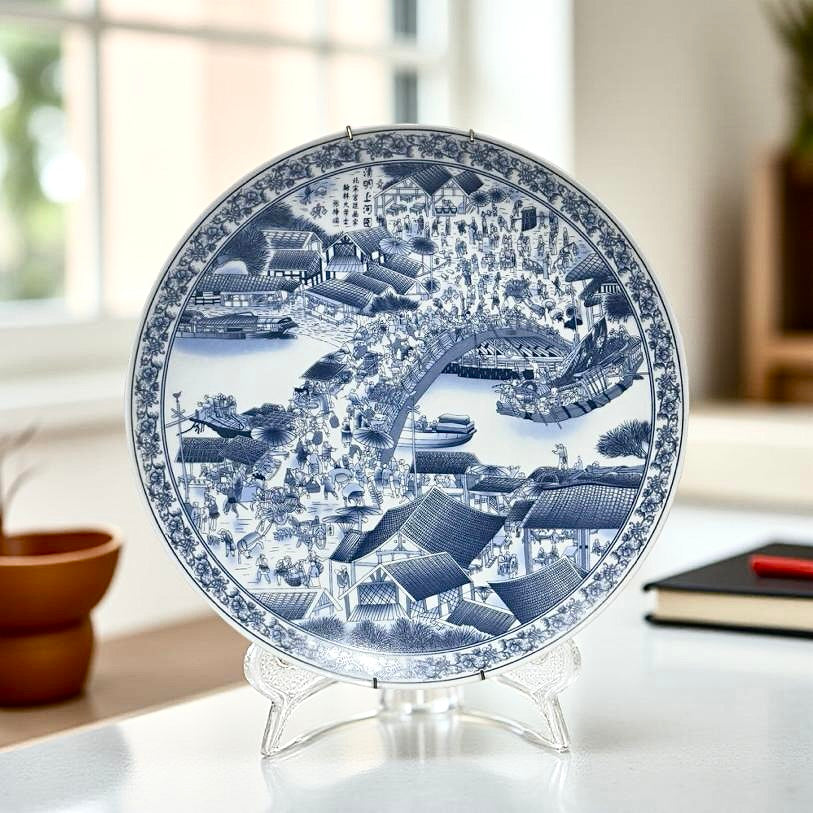 Decor Plate - Albert White & Blue (A)