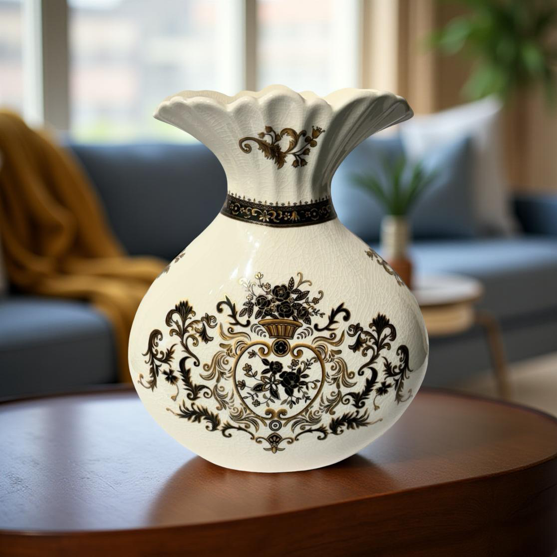 Georgia Ivory & Brown Broad Vase