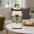 Georgia Ivory & Brown Vase Lid Jar Large