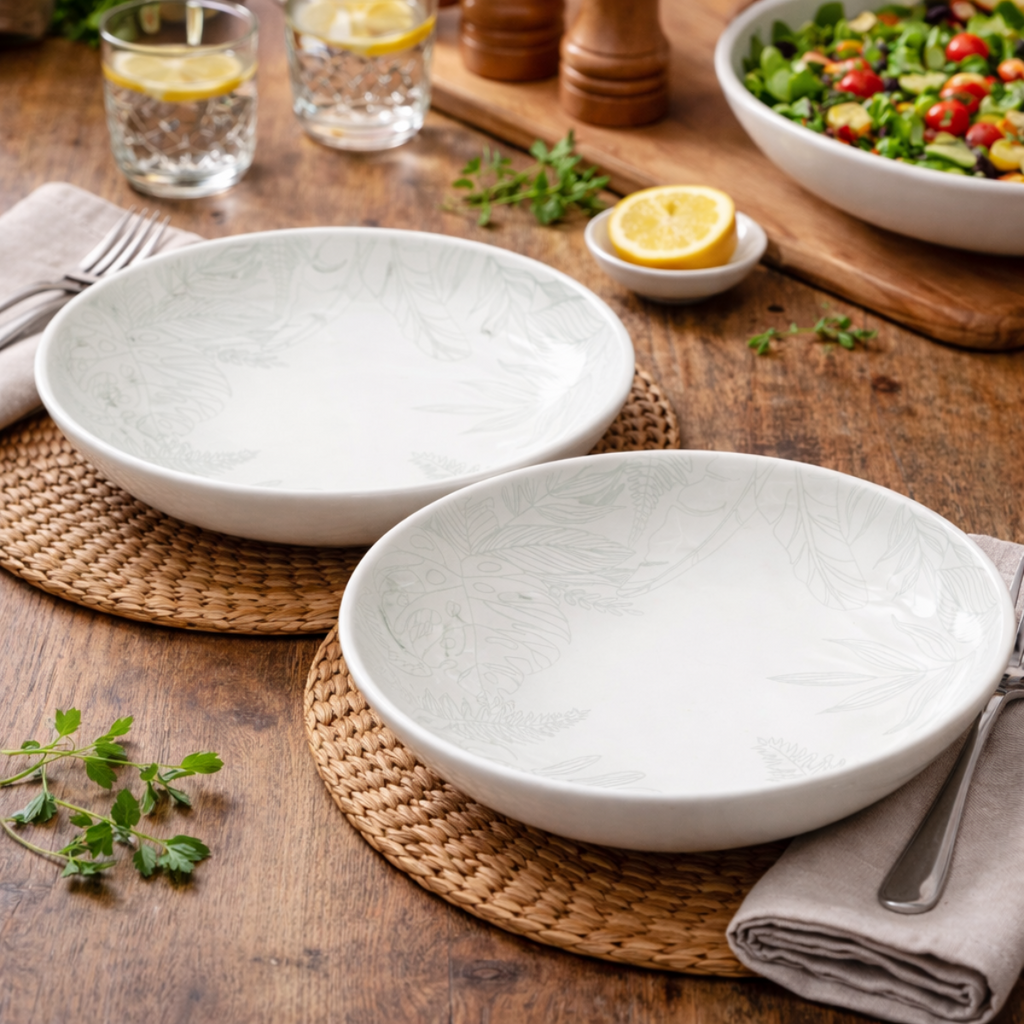 Elena Bowls Set of 2 - Grey Leaf