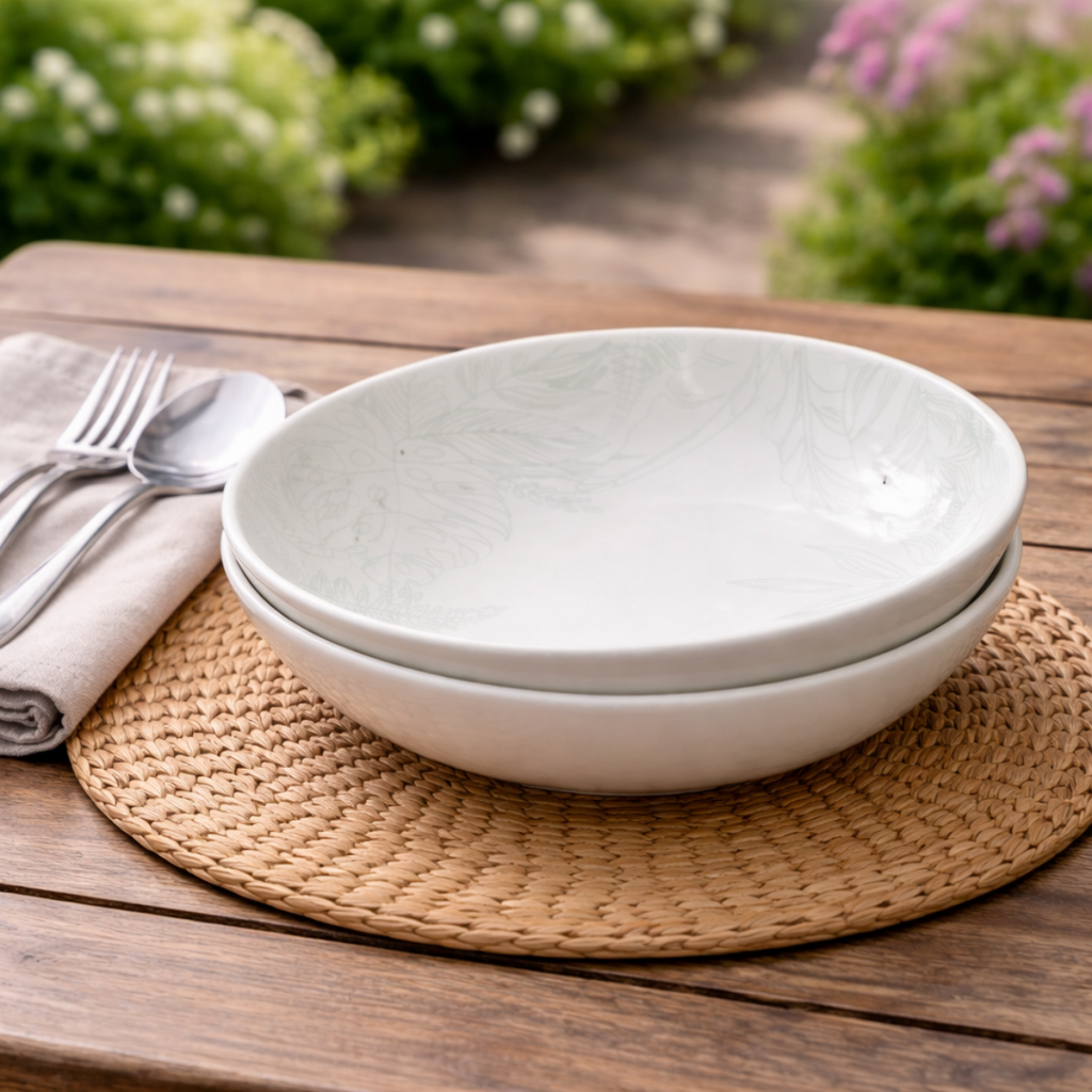 Elena Bowls Set of 2 - Grey Leaf