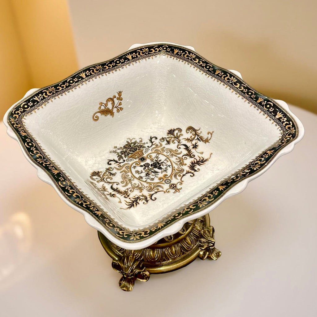 Georgia Ivory & Brown Square Bowl Small