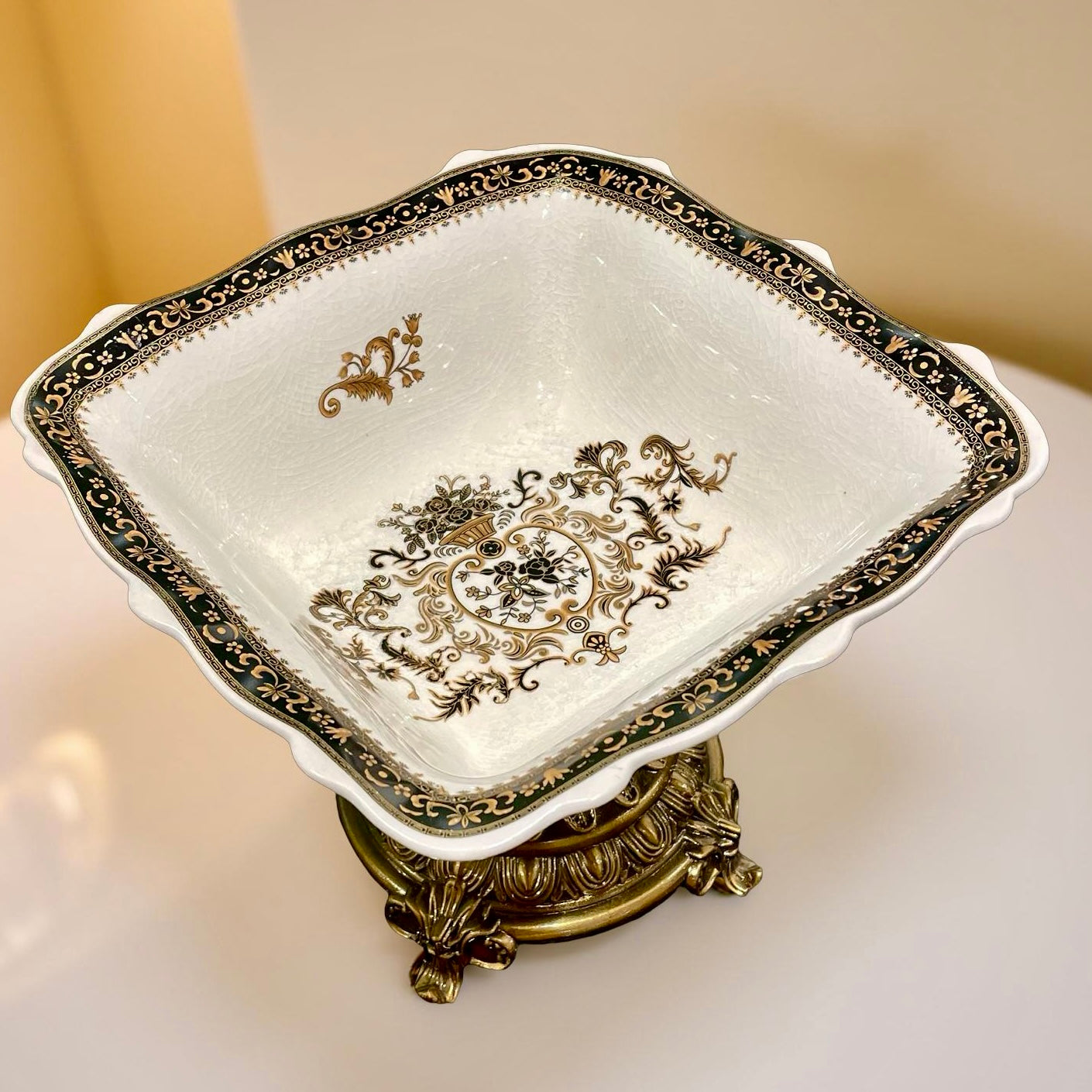 Georgia Ivory & Brown Square Bowl Small
