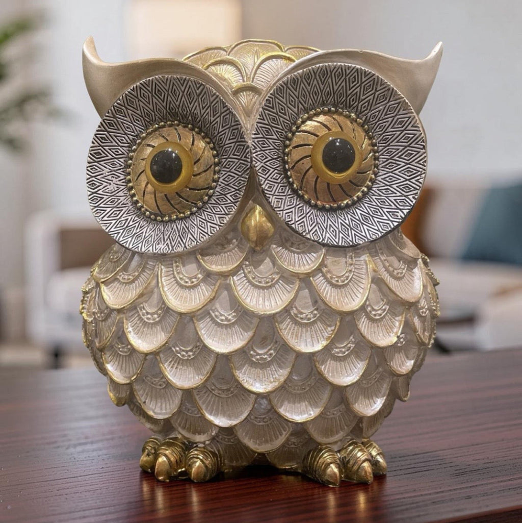 Decor - Gold Winged Standing Owl