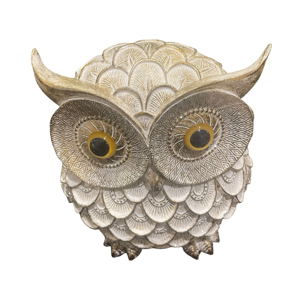 Decor - Silver Winged Standing Owl