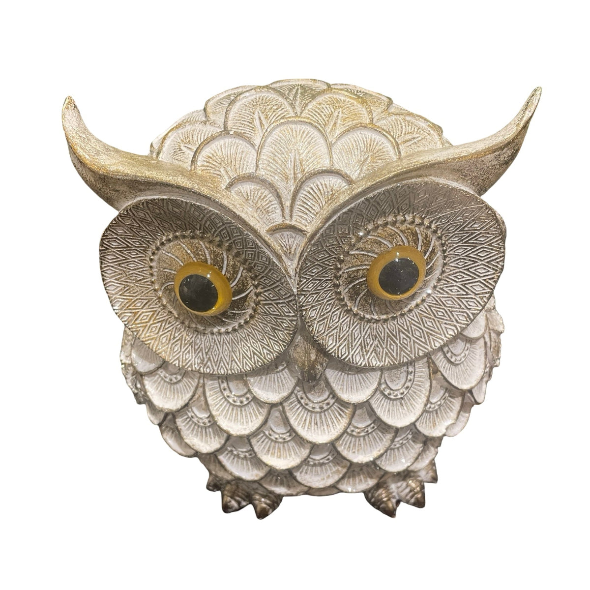 Decor - Silver Winged Standing Owl