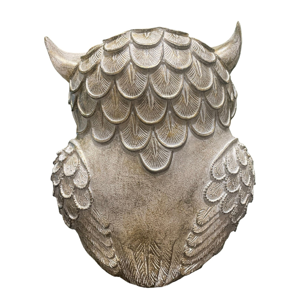 Decor - Silver Winged Standing Owl