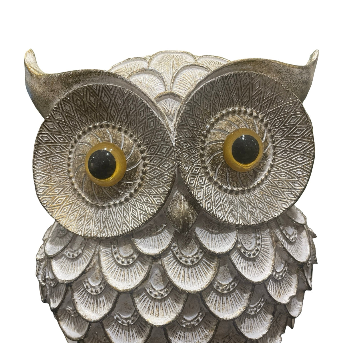 Decor - Silver Winged Standing Owl