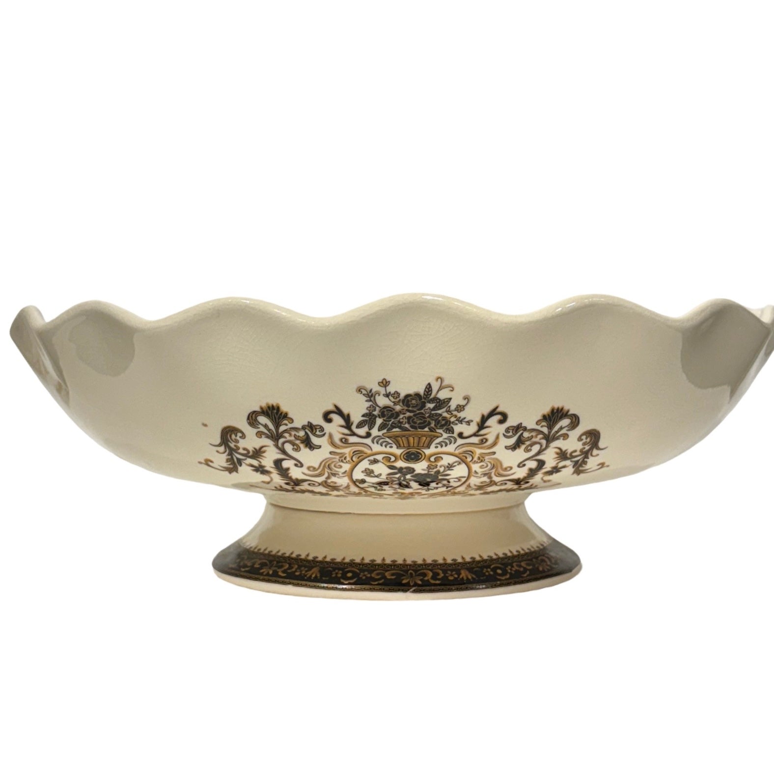 Georgia Ivory & Brown Round Bowl