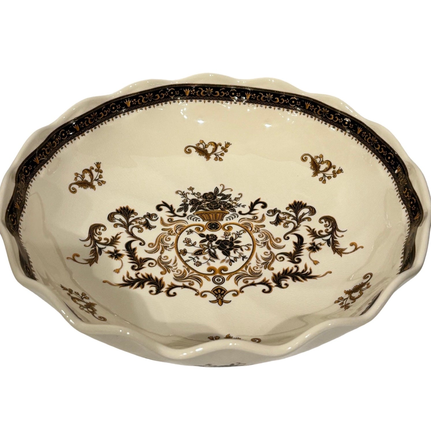 Georgia Ivory & Brown Round Bowl