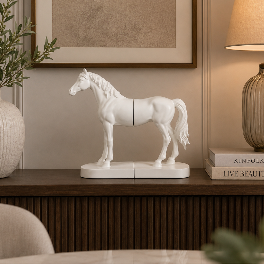 Bookend White Beauty Horse