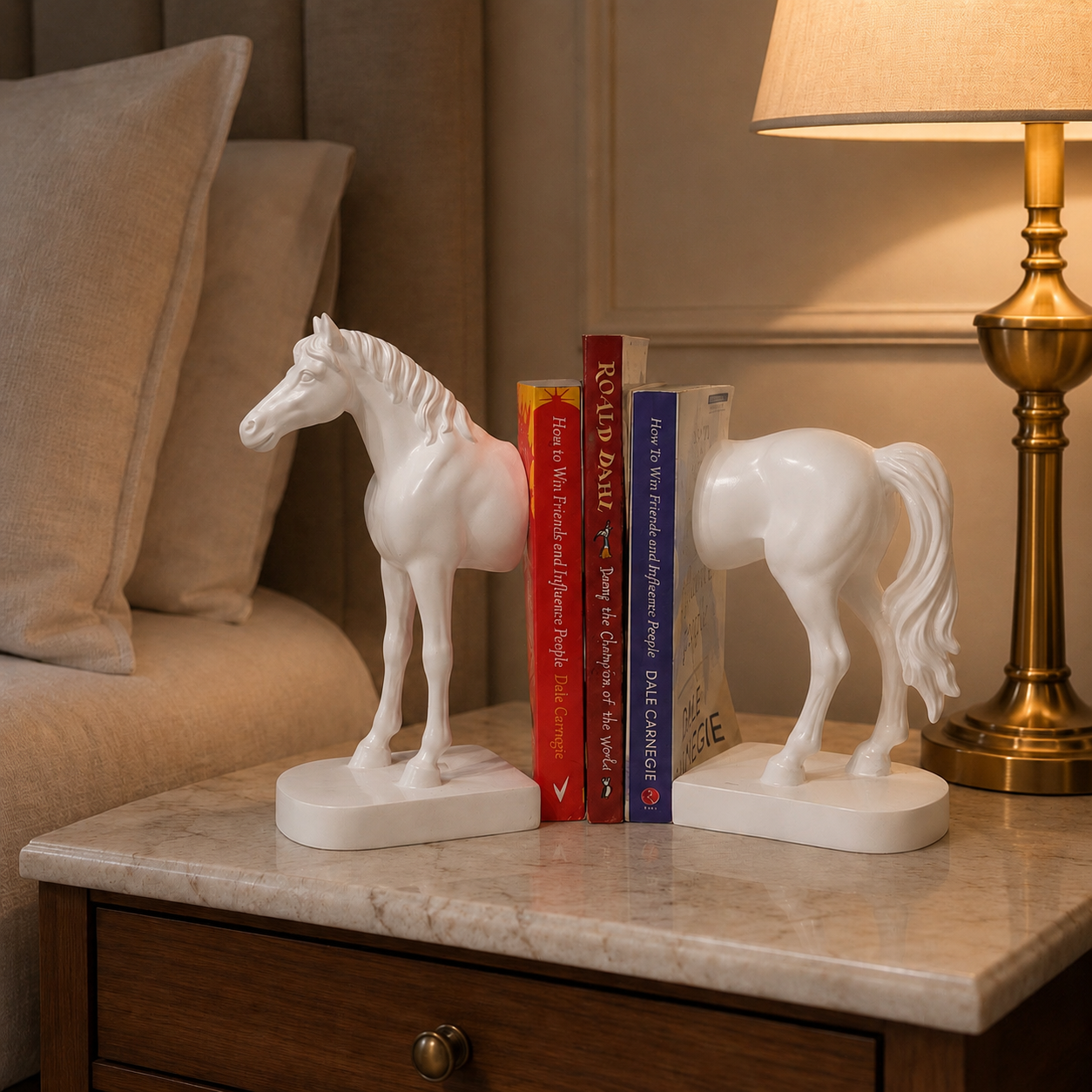 Bookend White Beauty Horse