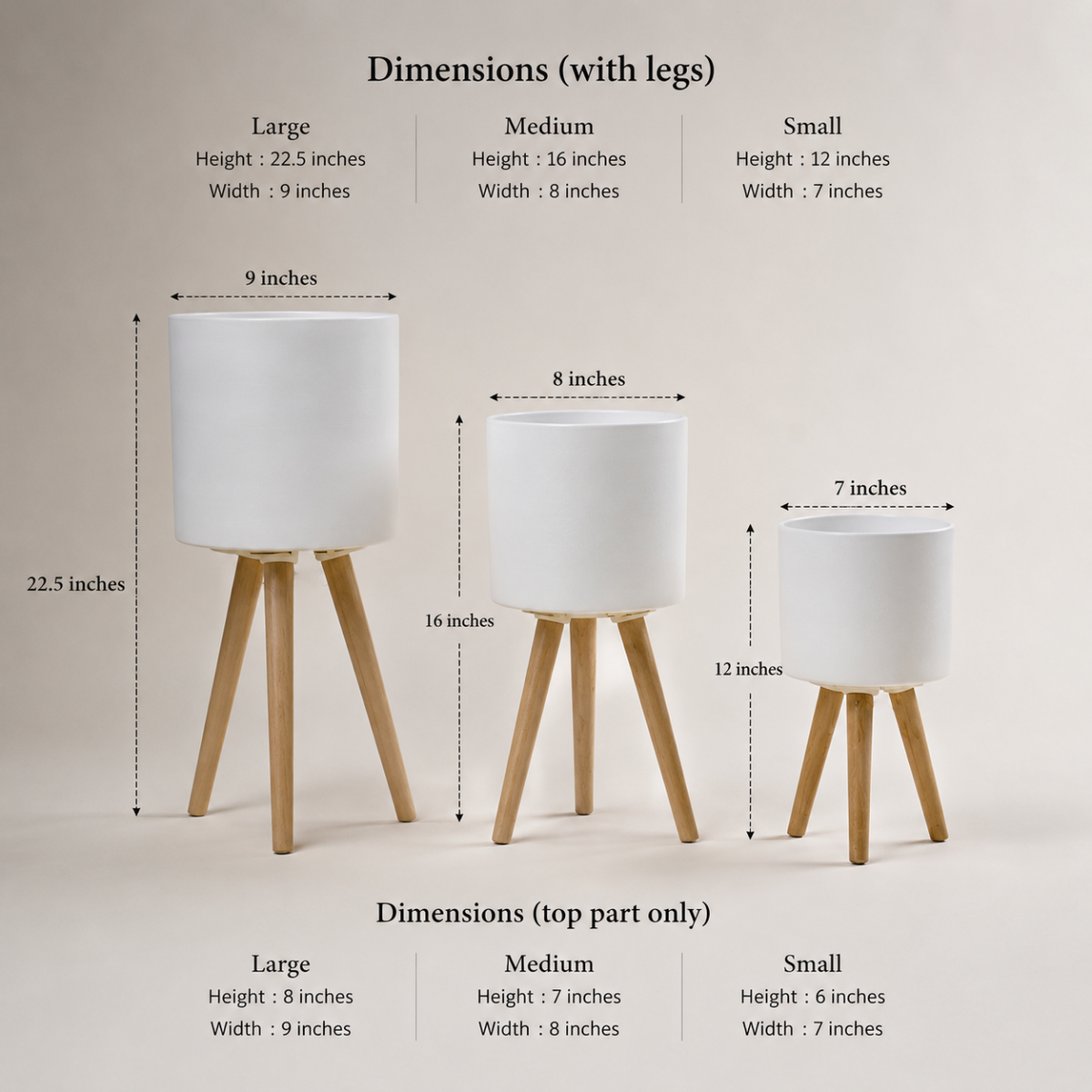 Tripod Planter Set of 3 – White