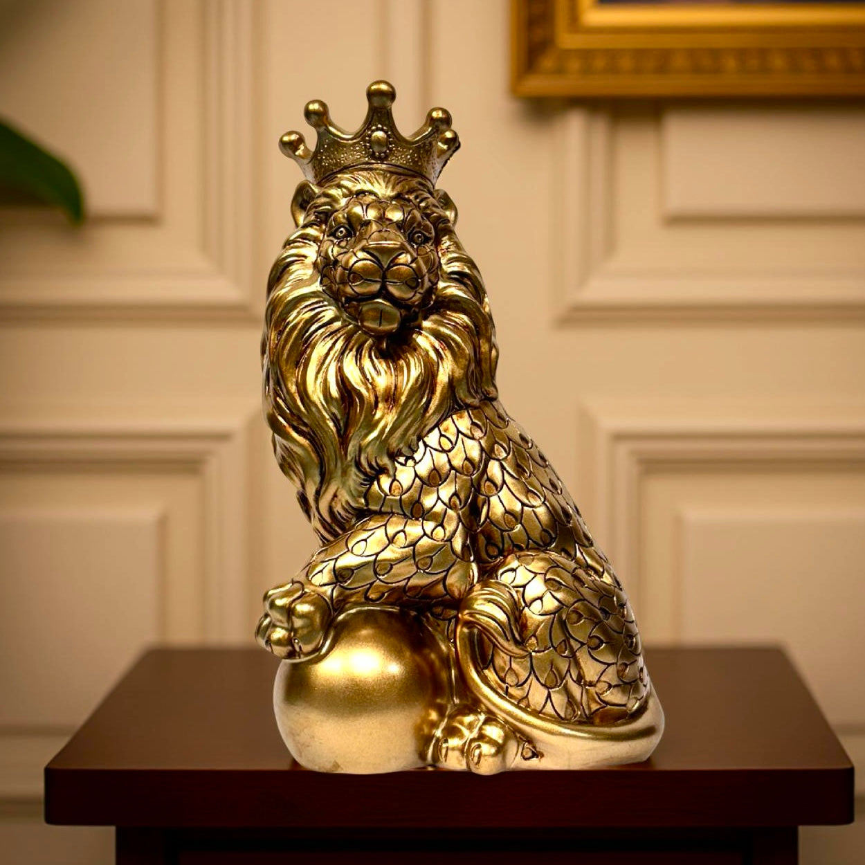 Decorative Golden Sitting Lion