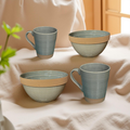 Elena - 2 Mug 2 Bowl Breakfast Set - Grey