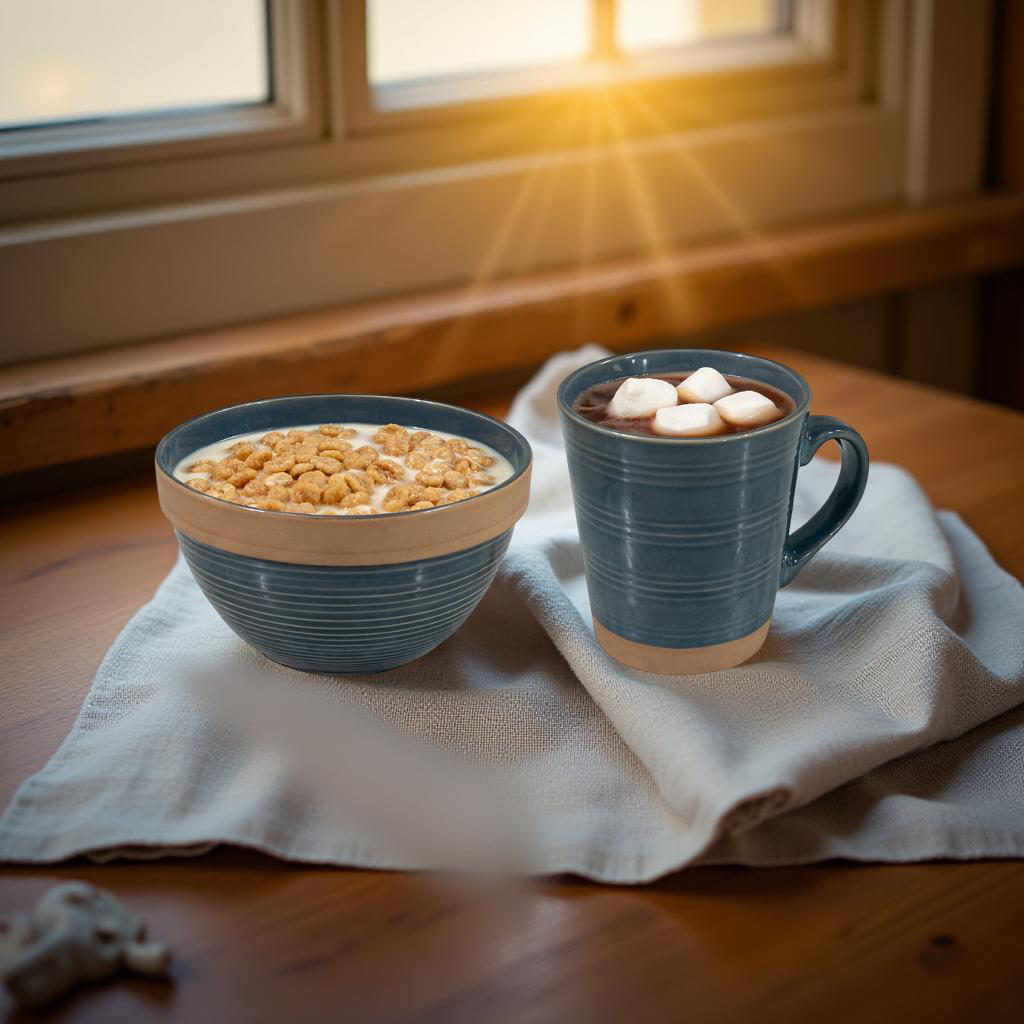 Elena - 2 Mug 2 Bowl Breakfast Set - Green