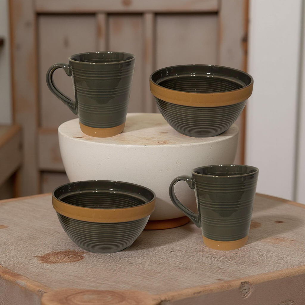 Elena - 2 Mug 2 Bowl Breakfast Set - Mist