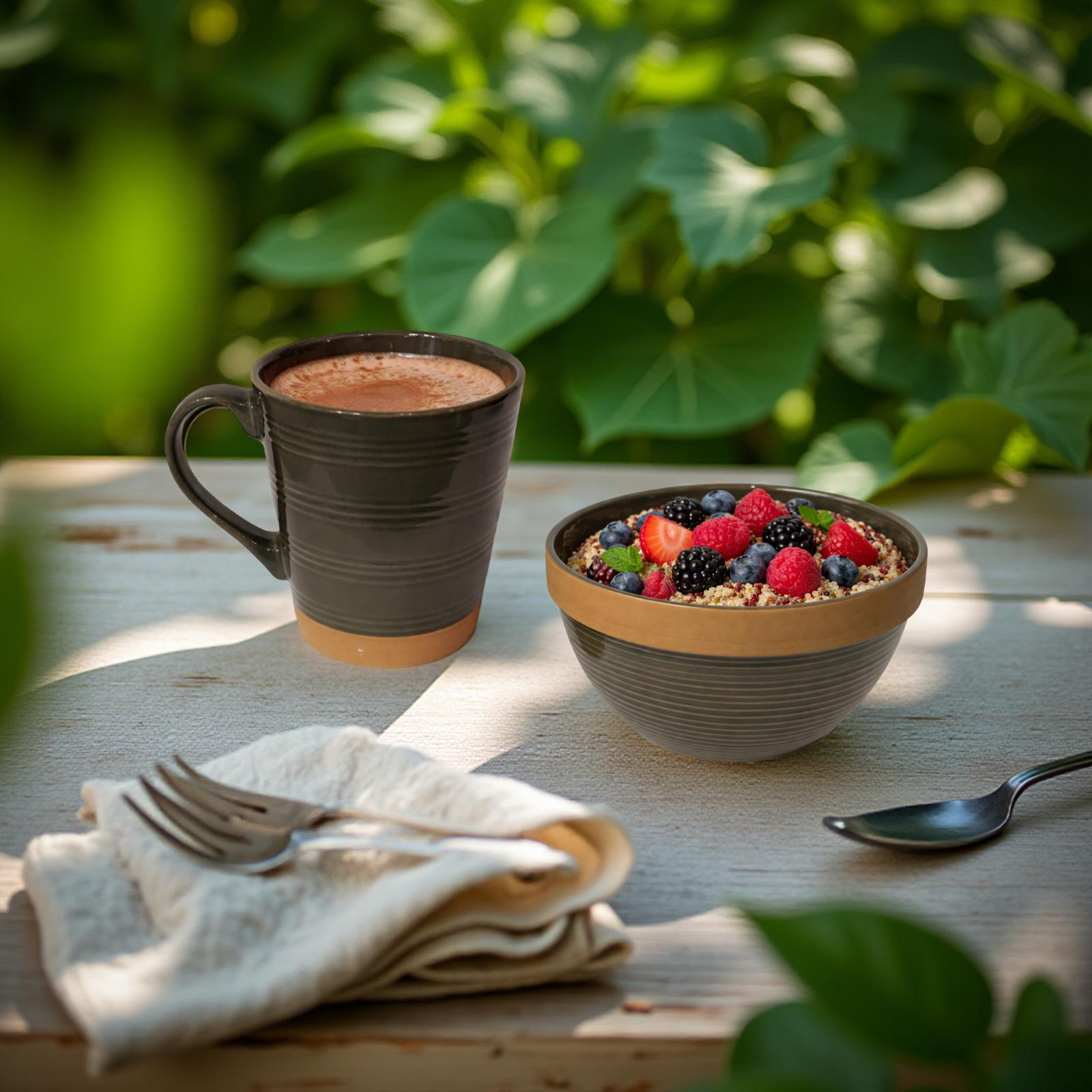 Elena - 2 Mug 2 Bowl Breakfast Set - Mist